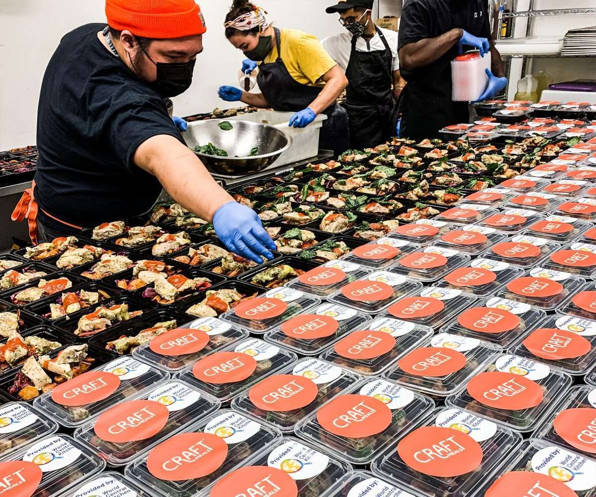 Maker Kitchen tenant preparing packaged food in a commercial kitchen space